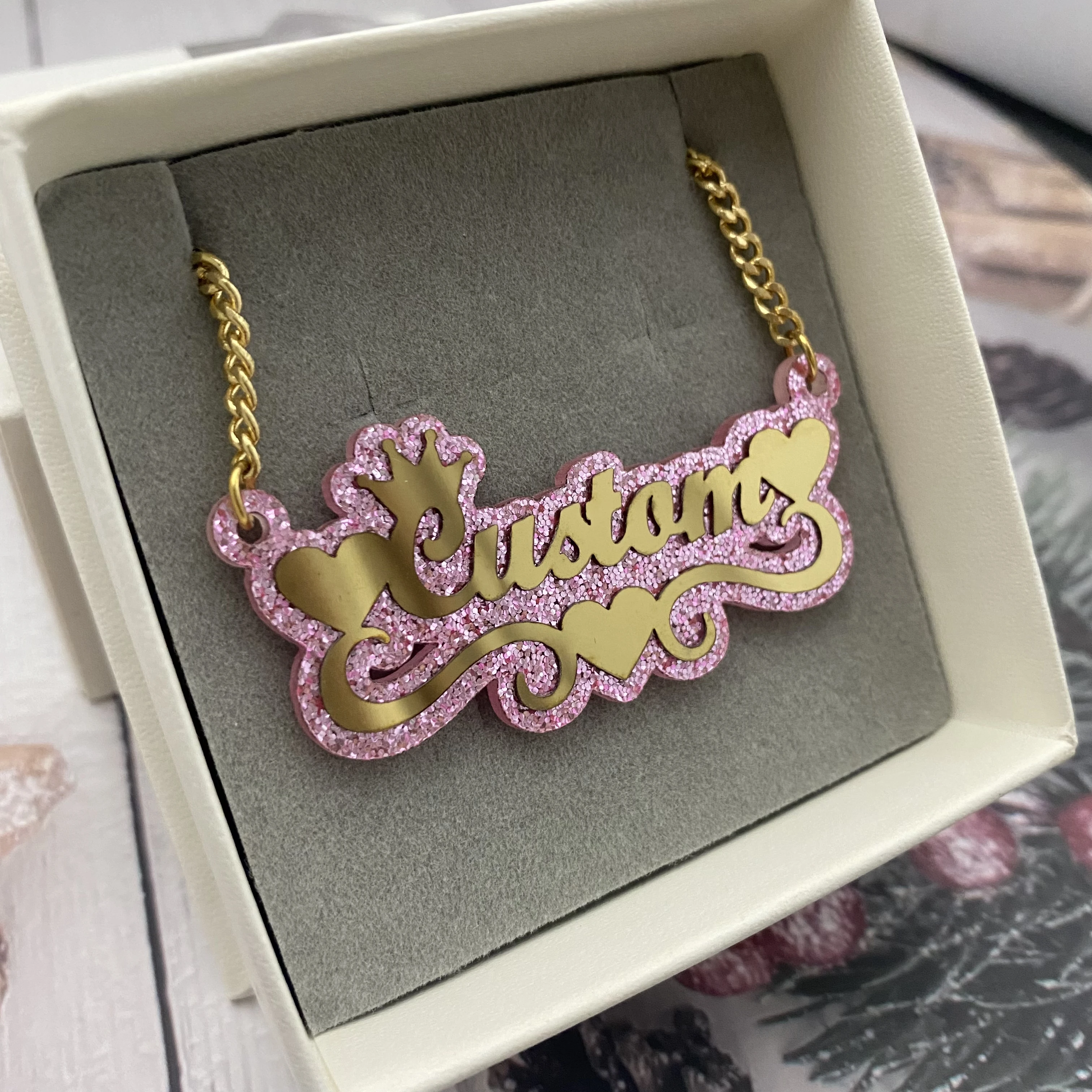 Kids Acrylic Necklace Custom Name Necklace Personalized Baby Kids Nameplate Cuban Chain Jewelry Customized Newborn Baby Gift