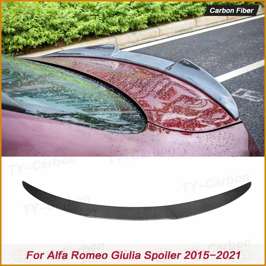 Real Carbon Fiber Car Rear Spoiler Wing Trunk Lip For Alfa Romeo Giulia Spoiler Sedan 2015 - 2021 Rear Trunk Spoiler Boot FRP