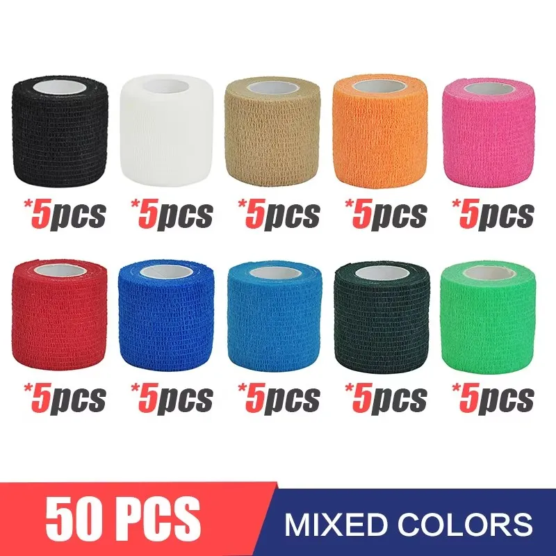 10/30/50Pcs 4.8m Colorful Sports Self-Adhesive Elastic Bandage Wrapping Tape For Knee Support Pads, Fingers, Ankles, Palms