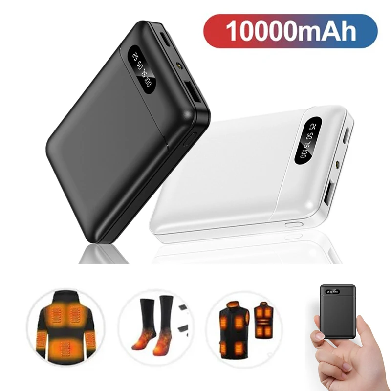 

Portable Power Bank 10000mAh 5V/2.1A USB Output Lightweight External Battery Pack For Heating Vests Jackets Scarves Socks Gloves