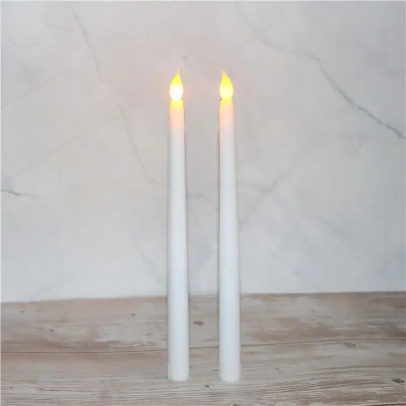 100pcs 28cm(H) Battery operated Flickering Flameless Ivory Led taper Candle lamp candlestick Wedding Home Table Decoration-AMBER