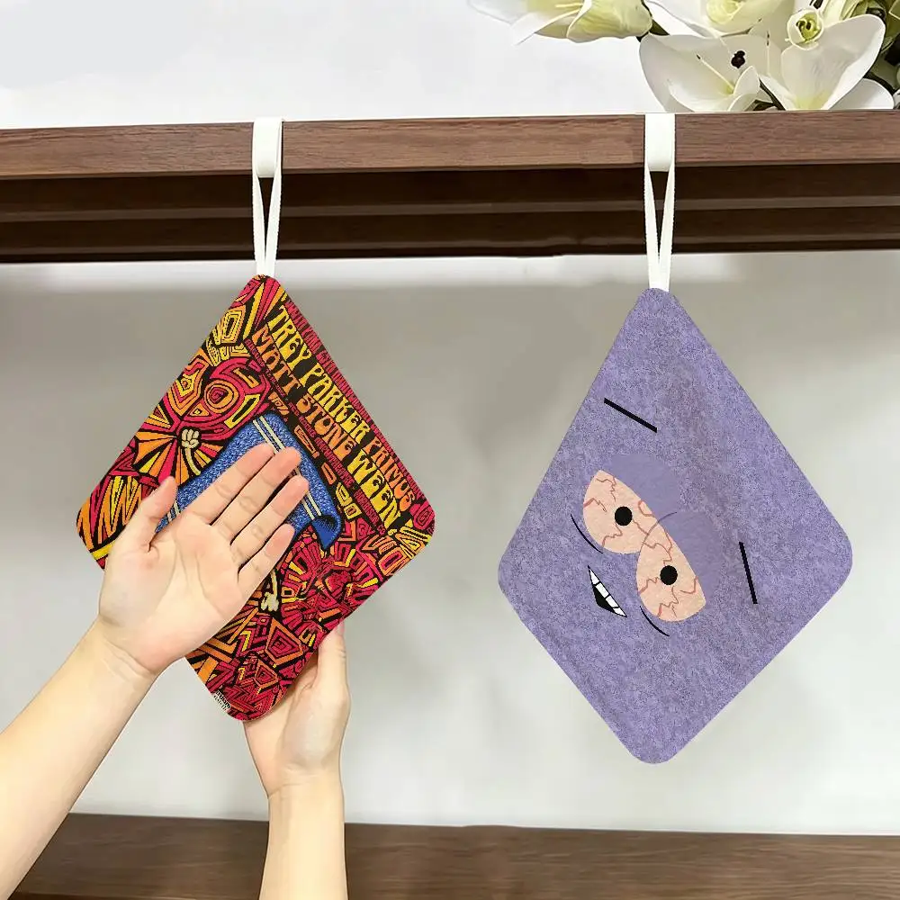South Cartoon Park Towelie Thickened Polyester Cotton Hanging Towel, High Absorbent Hand Wiping Towel for Indoor Use