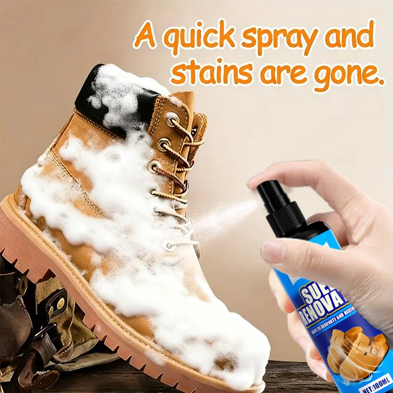 KJM 100ml Suede Renovation Spray Instant Stain Remover And Restorer for Nubuck Shoes Boots Sneakers Loafers And Suede Bags