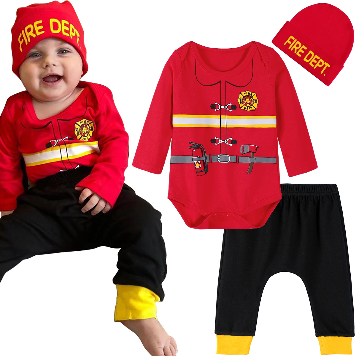 Baby Halloween Costume Newborn Boy Fireman Prince Police Prisoner Outfit Infant Inmate Chef Pilot Doctor Carnival Clothes