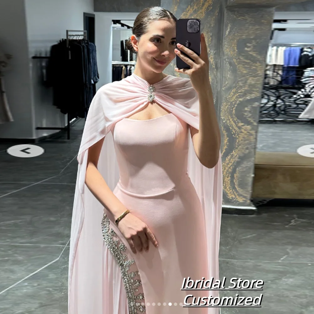 فستان سهرة مخصص على شكل حرف A بطول الأرض بدون حمالات بدون أكمام فستان حفلات بسيط على الموضة فستان حفلات ثنيات كريستالية