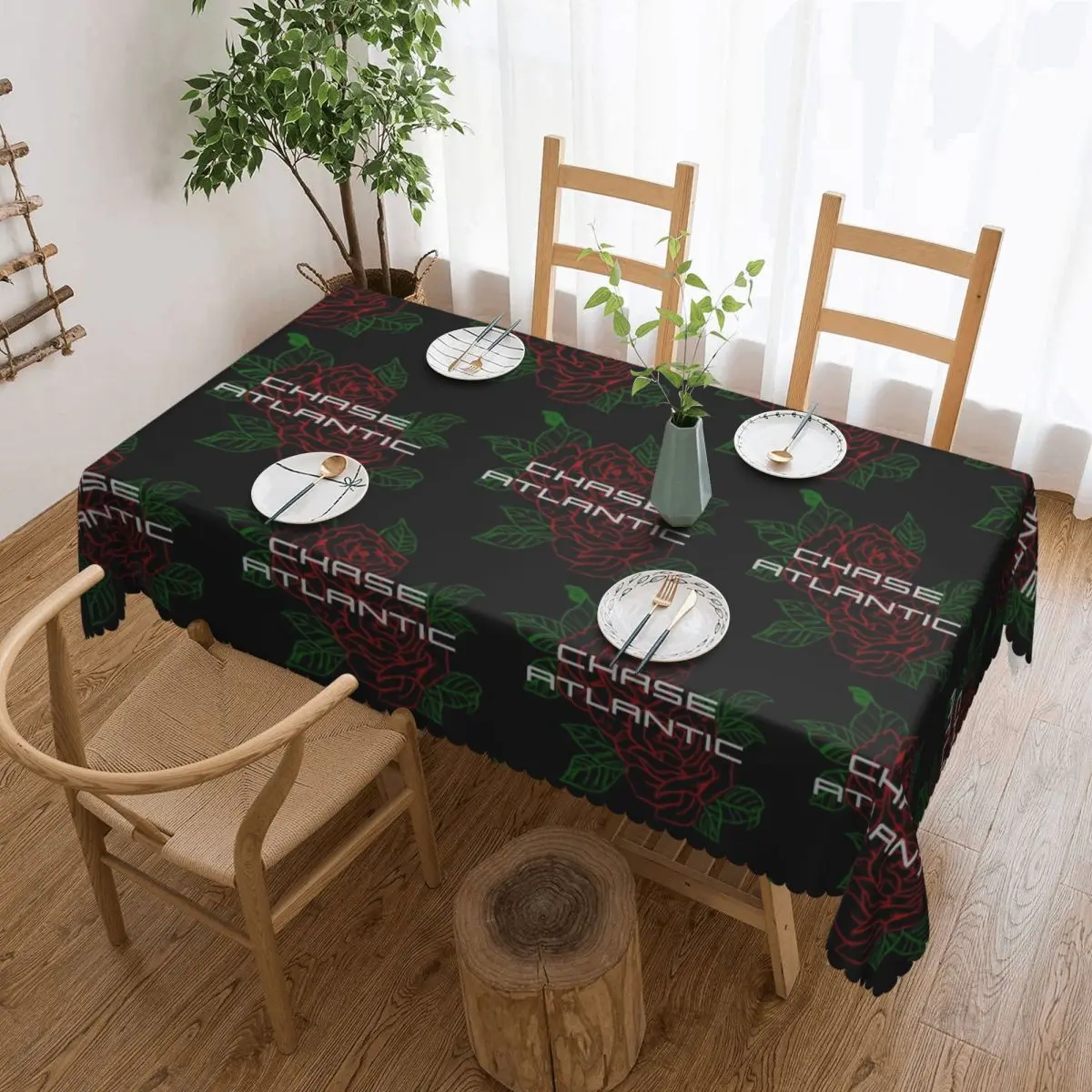 Chase Atlantic Rose Logo Tablecloth Restaurant Kitchen Rectangular Tablecloth Festival Party Tablecloth Dining Table Cover