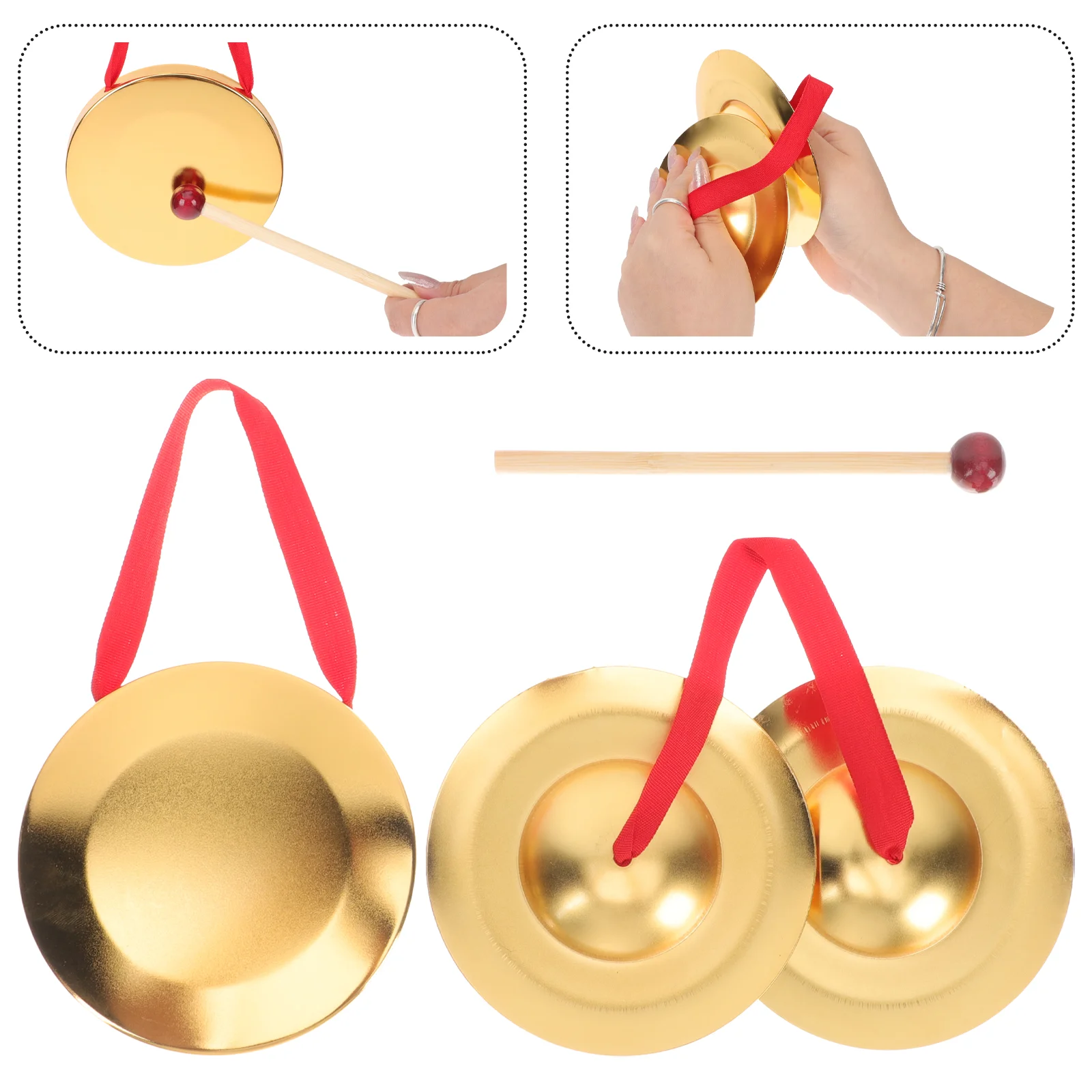 Lion Dance Gong Music Drum Cymbal Drums Gongs Hammer Plaything Funny Instrument Percussion Toy Handheld Bells Musical