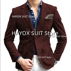 Men's Suit Jacket Suede Leather Single Breasted Business Formal Blazer Banquet Party Tuxedo