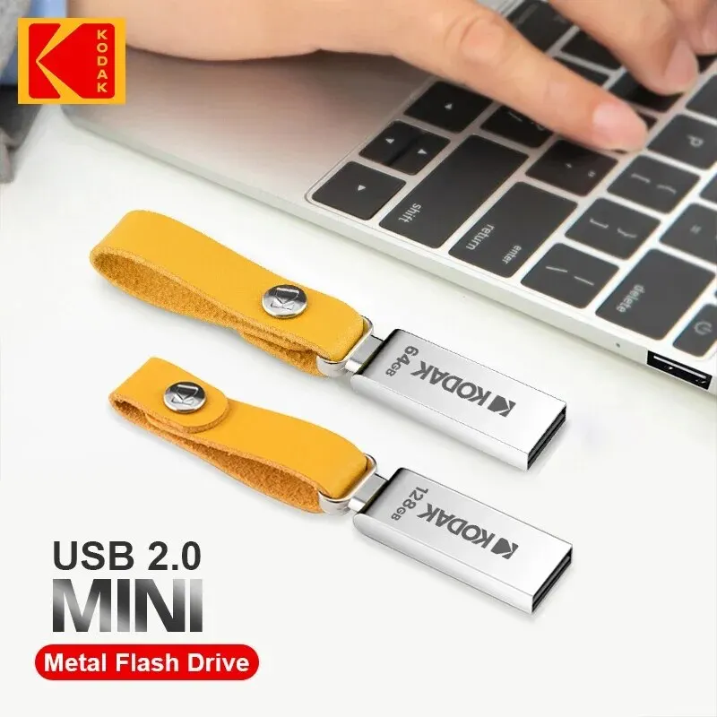 KODAK USB 2.0 플래시 드라이브, 방수 미니 메모리 스틱, 가죽 금속 U 디스크, 128GB, 64GB, 32GB 펜 드라이브