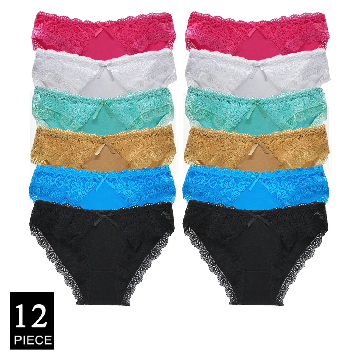 

Cotton Panties Women's Underwear Panty Fashion Lace Briefs Girls Low Waist Shorts Female Lingerie Culottes 12 Pcs/set