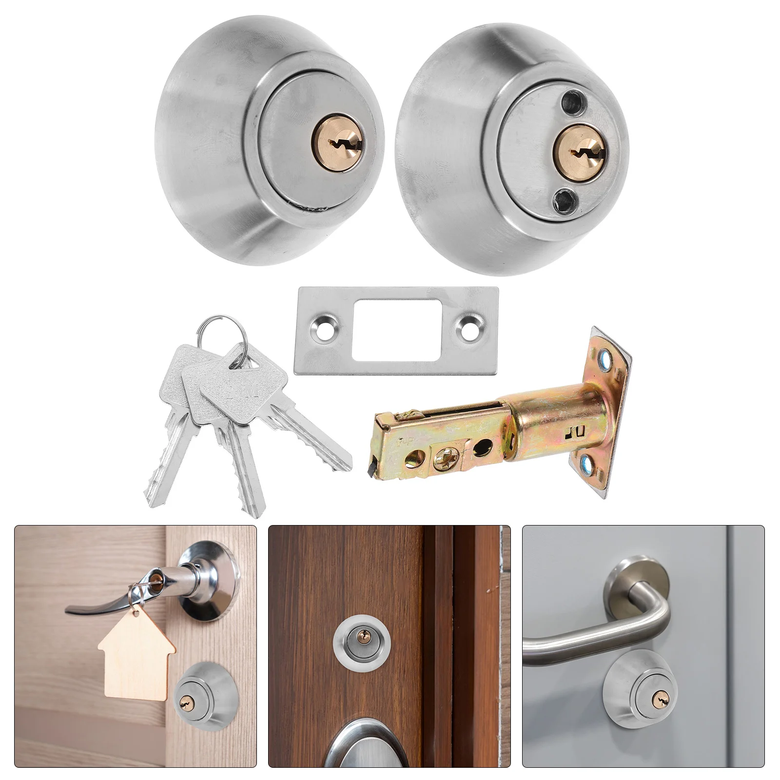 Stainless Steel Double Sided Door Lock Double Opening Closing Hidden Dead Bolt Key Cylinder Door Locks Hardware