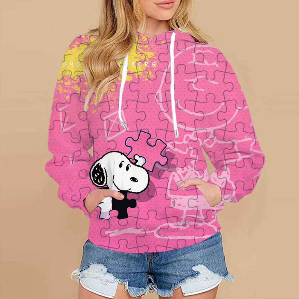 

Snoopy Cartoon Anime Women's Hoodie Spring and Autumn Edition Women's Round Neck Hoodie 2024 New Fashion Couple Sportswear Top