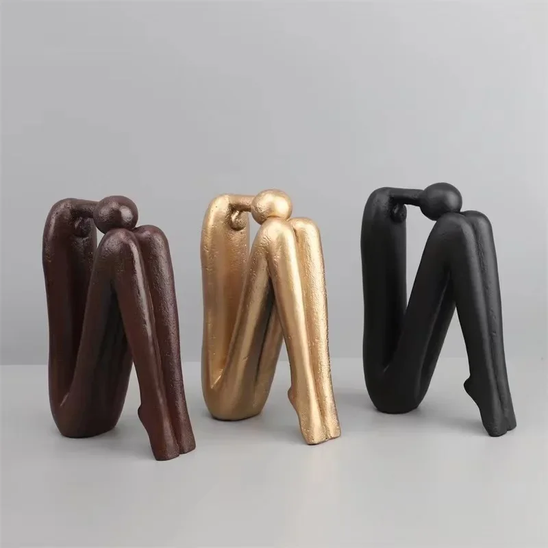 Resin Handicrafts Abstract Figure Sculpture Backrest Person Thinker Decorative Figurines Home Decoration Accessories