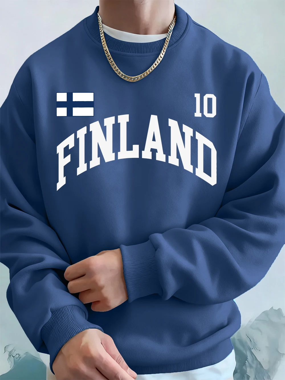 فنلندا العلم يطبع بلوزات رجالي الخريف الصوف الدافئة الركض هوديس عادية فضفاض Crewneck ملابس رياضية ملابس رياضية الذكور #1