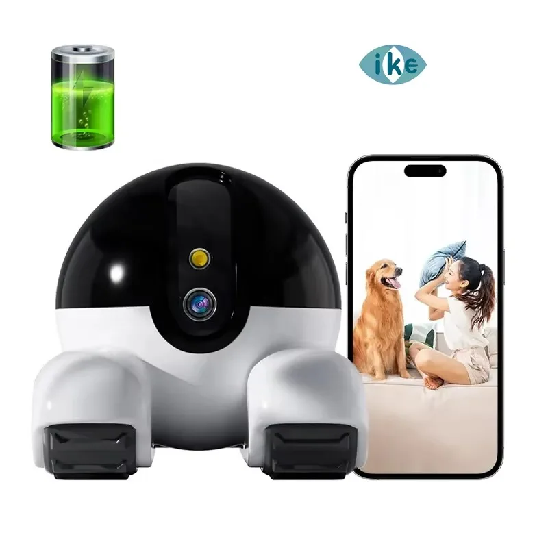 

3MP Indoor Wireless Running Car Camera AI Smart Home Security Motion Alarm Network Camera with 6000mAh Battery for Pets