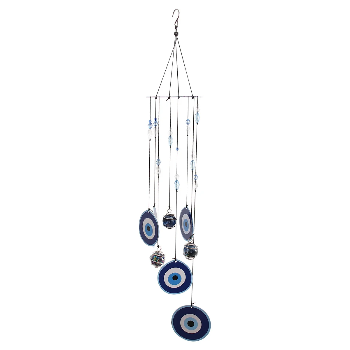 

1Pcs Iron Art Windbell Metal Wind Chime Blue Hanging Pendant for Living Room Garden Cafe Relaxing Decorative Sound