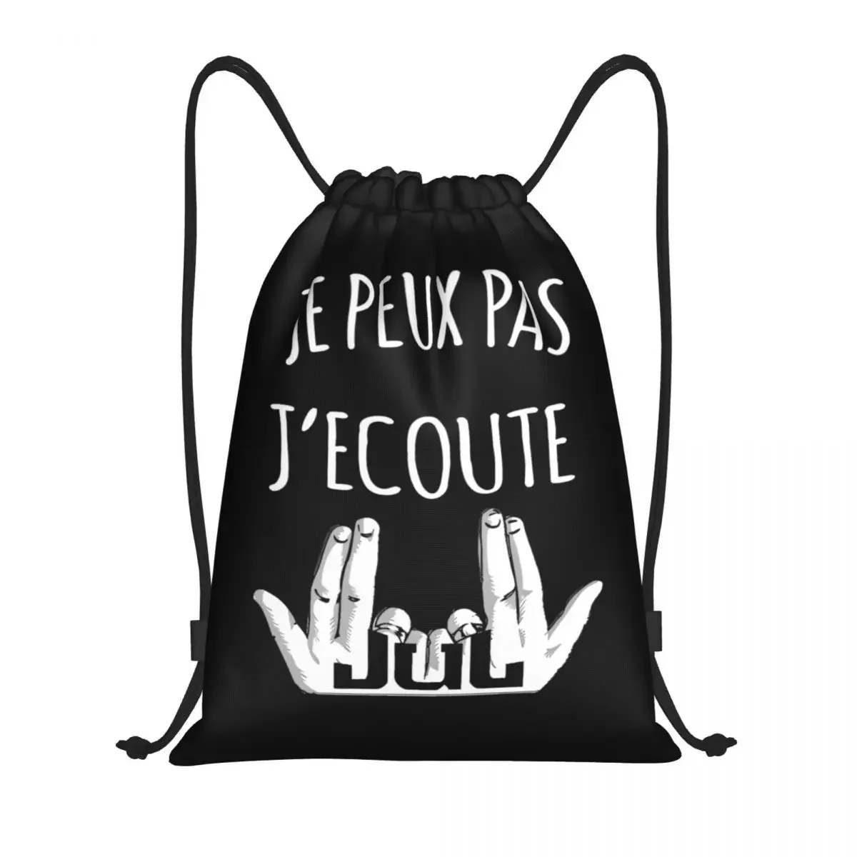 I Can't I'm Listening To Jul Drawstring Backpack Sports Gym Bag HIp Hop String Sackpack for Cycling