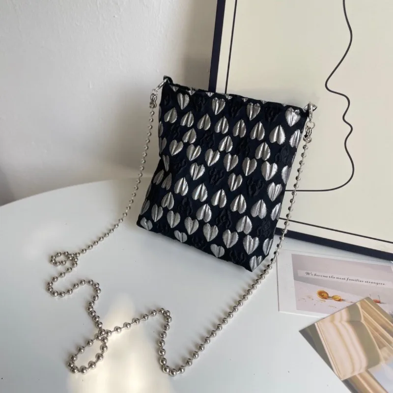 

Niche Summer Small Satchel Mobile Phone Chain Storage Love Oblique Span Bag Versatile Exquisite Simple Casual Temperament Retro