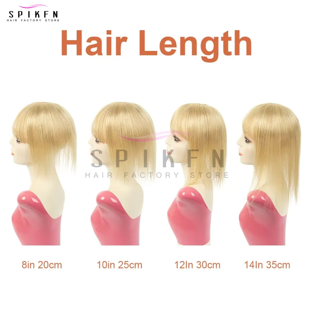 Spikin topper pedaço de cabelo com franja extensões de cabelo real adicionar volume 8 "-12" cabelo humano injetar cabelo superior peruca clipes em cabelo humano