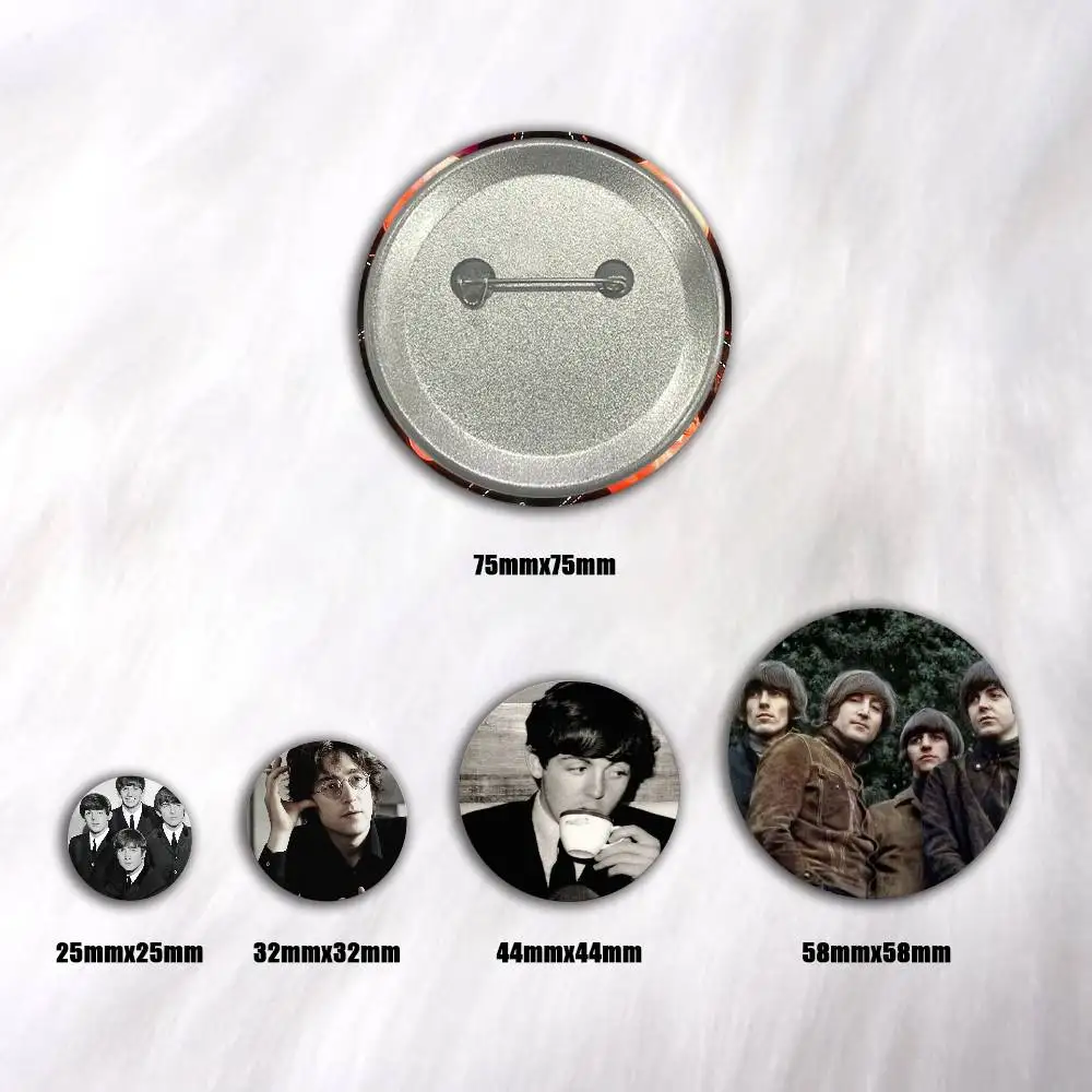A-The B-Beatles Cartoon Round Brooches On Backpack Jacket Acrylic Button Pins Collection Gifts