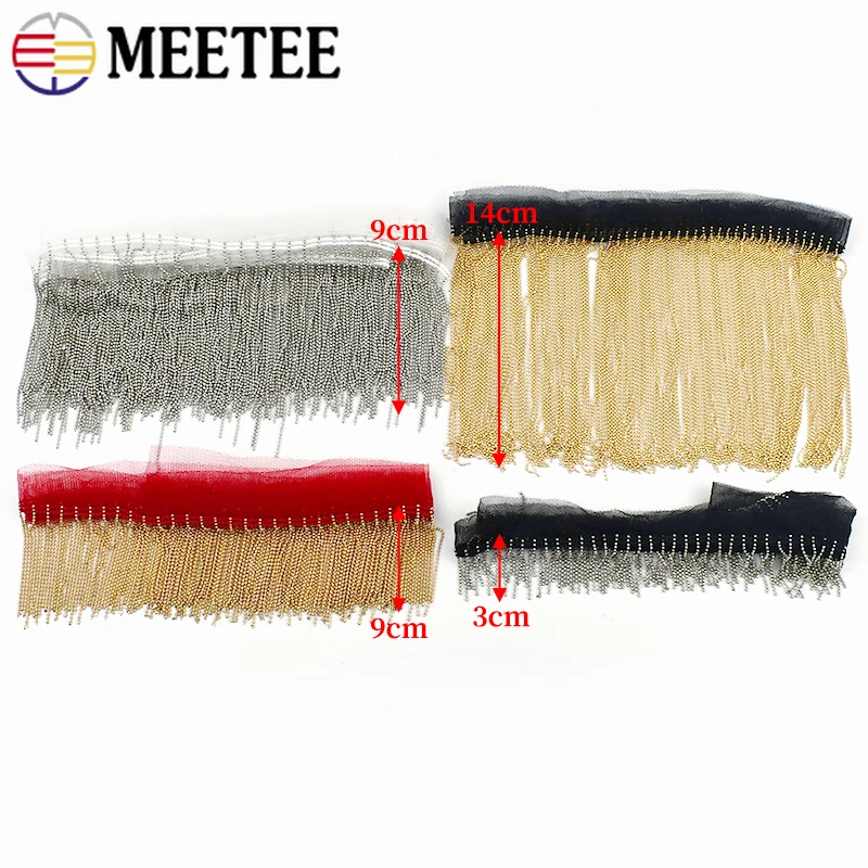 1Yard 3/6/9/14cm Metal Beaded Fringe Bead Trim Tassel Lace Mesh Fabric for Crafts Clothing Bags Decoration Sewing Accessories