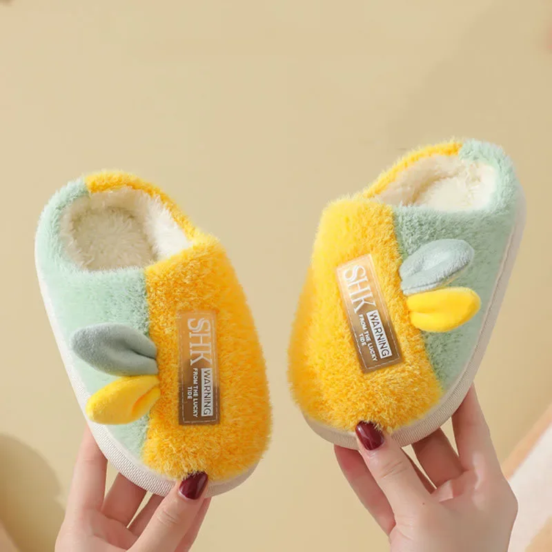 Fashion Winter Warm Toddler Kids Slippers Boys and Girls Indoor Non-slip Watertight Cotton Shoes Teens Children's Cotton Shoes