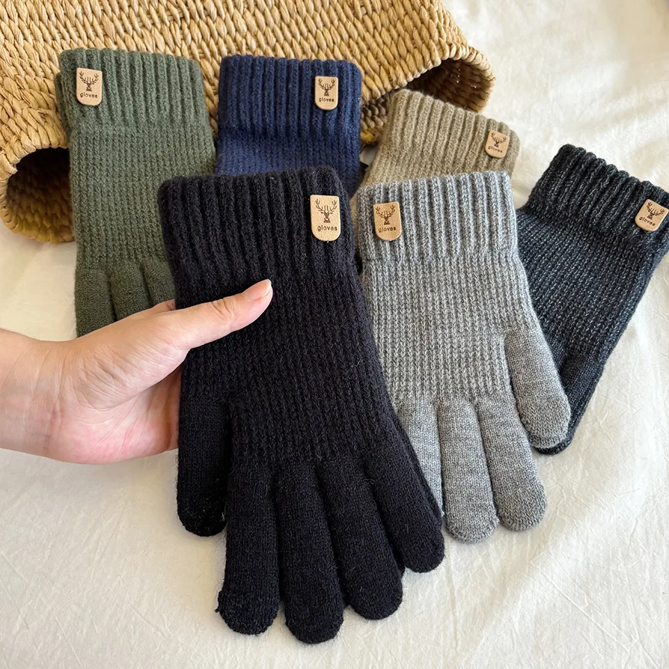 Cycling Cold Resistant Gloves for Mens Winter Warm Knitted Soft Anti-slip Outdoor Biking Hiking Gloves Gifts Wholesale