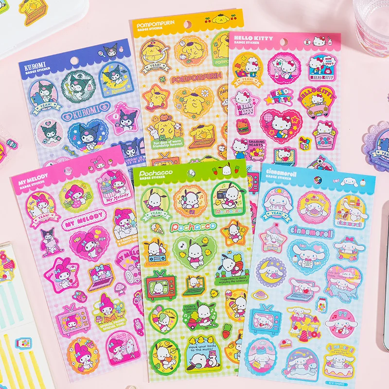 

Sanrio Badge Series Laser Goo Chuck Cute Sticker Hand Account Waterproof Pvc Cute Decorative Material Stationery