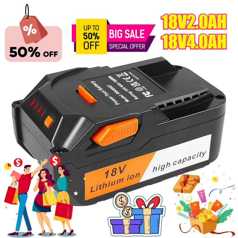 

18V 2000/4000mAh for Ridgid AEG R840087 R840085 Tools Lithium Batteries