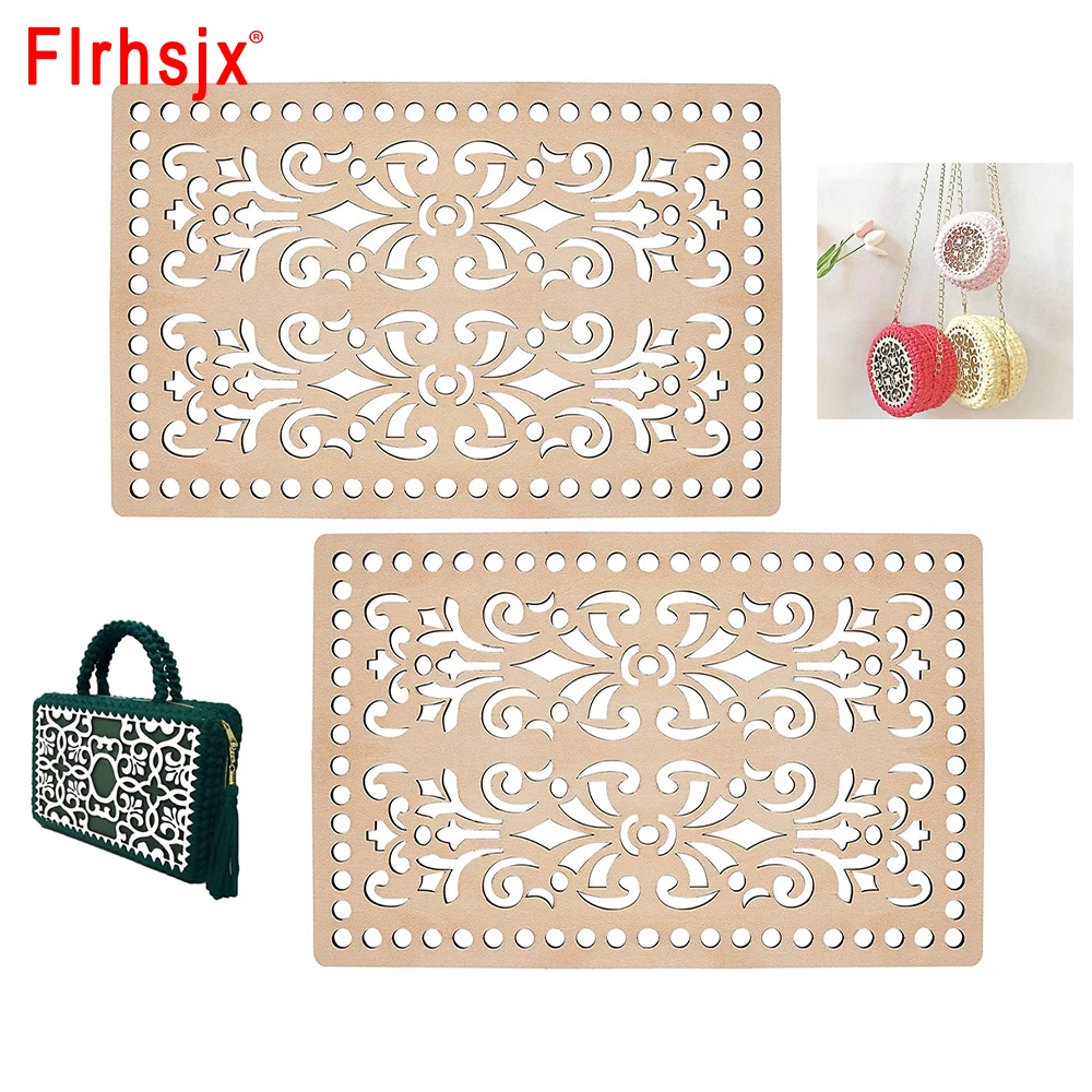 2Pcs Naturals Wooden Base Shaper Large Rectangle Bottom Bag Wooden Bottom Bags for DIY Basket Weaving Supplies Craft