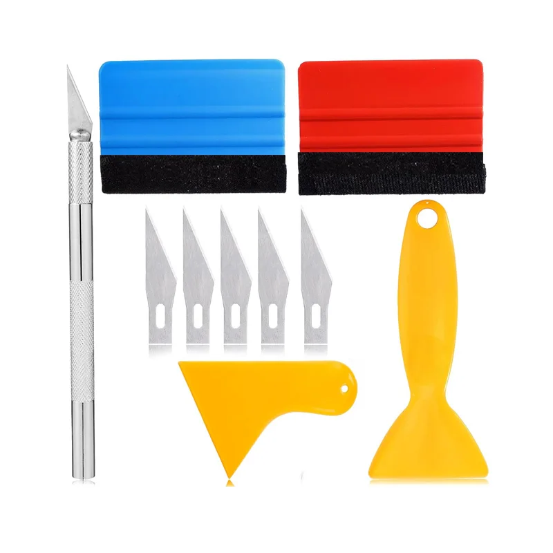 Auto Film Wrapping Tool Kit Venster Verven Gereedschap Vinyl Wrap Vilt Zuigmond Wrap Stick Vinyl Cutter Utility Mes Plastic Schraper