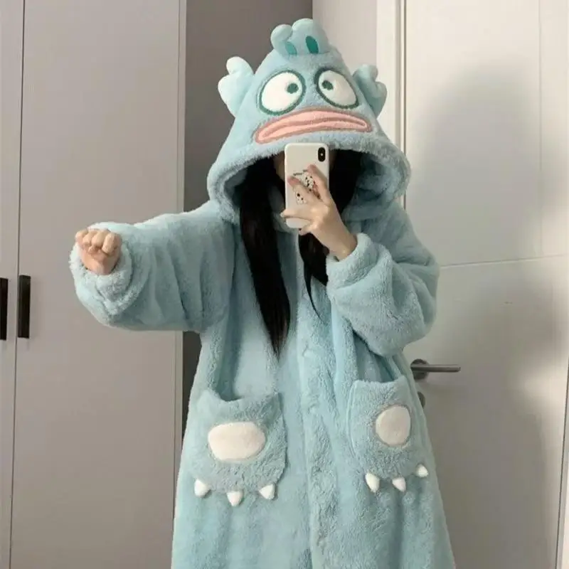 Hot Kawaii My Melody Cartoon Pigiama Ragazze Pigiama Pantaloni Hangyodon Camicia da notte Addensato con cappuccio Abiti per la casa Casual All-Match Suit