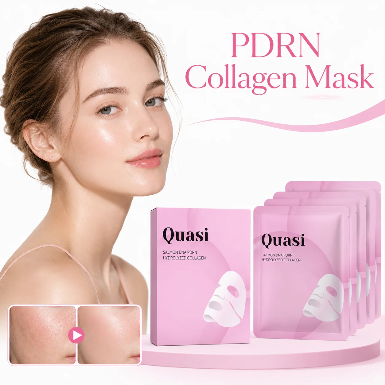 Collagen PDRN Facial Mask Intensive Hydration Skin Firming Smoothing Brightening Care for Enlarged Pores and Dull Skin