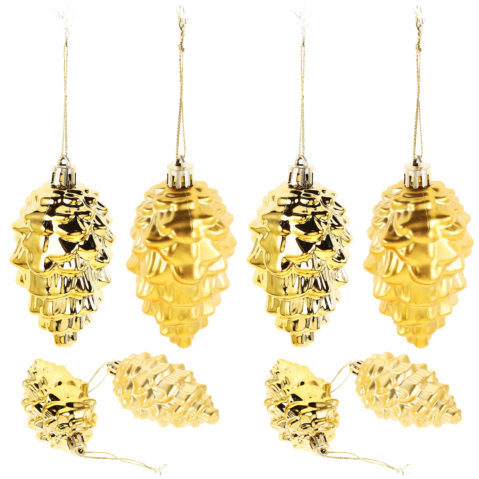 

8Pcs Shatterproof Pinecone Christmas Tree Ornaments Plastic 9cm Hanging Balls Holiday Party Decor