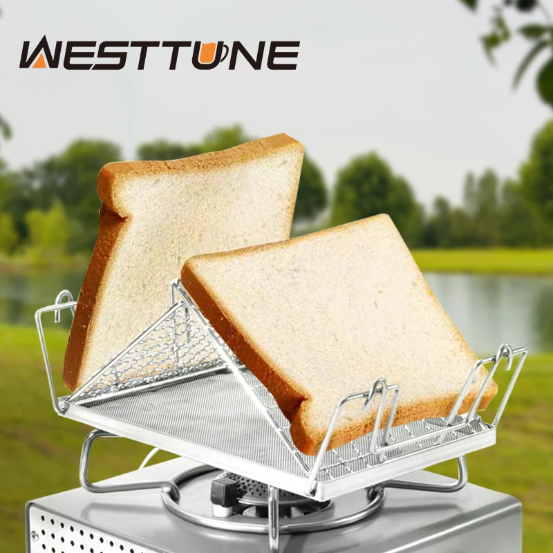 WESTTUNE Folding Camping Stove Toaster Outdoor Multi-Purpose Toast Grill Net Portable Bread Toaster for Hiking Camping Picnic