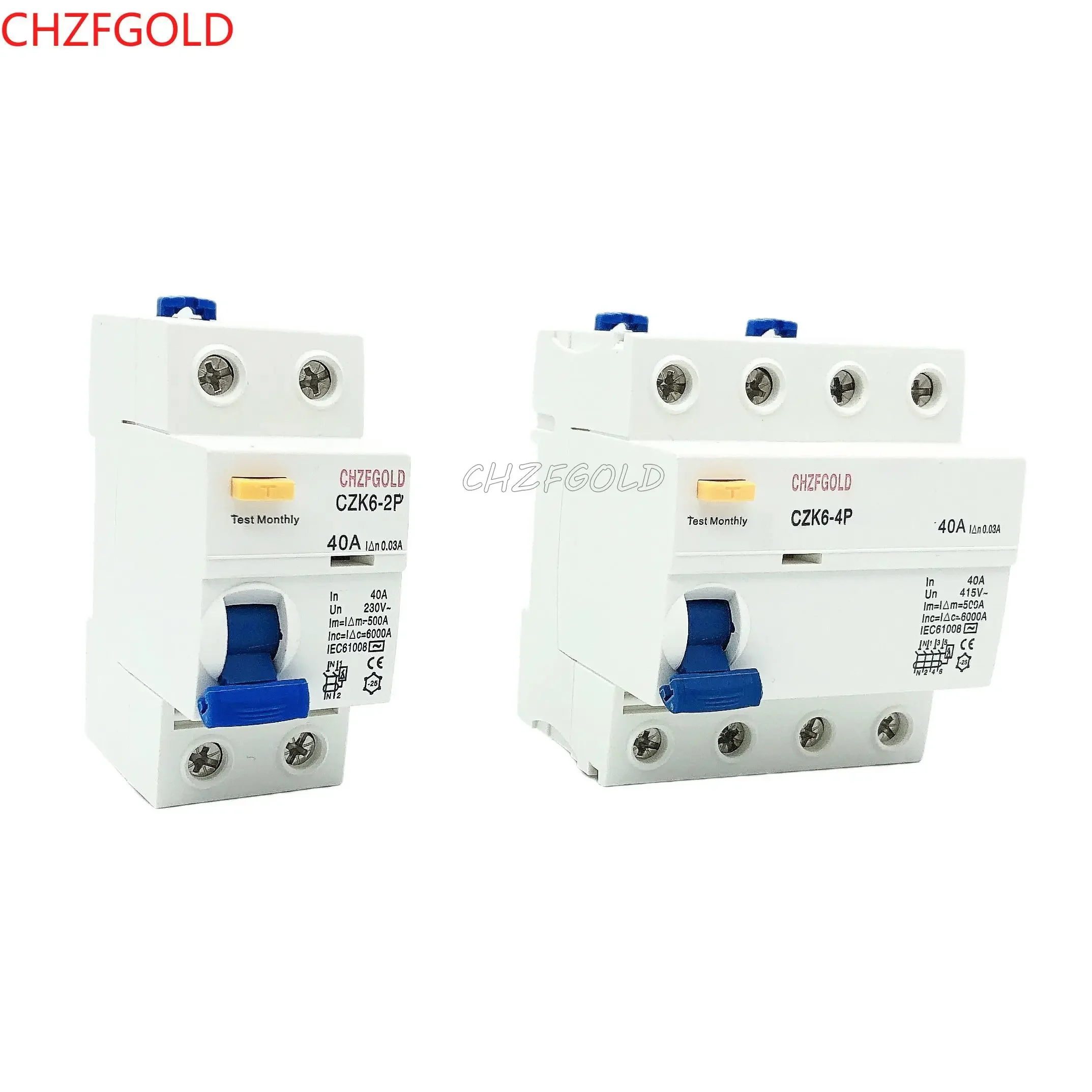 CHZFGOLD4P25A DZ30LEPNL DPNL 230V Residual Current Circuit Breaker With Over And Short Current Leakage Protection RCBO RCCB MCB