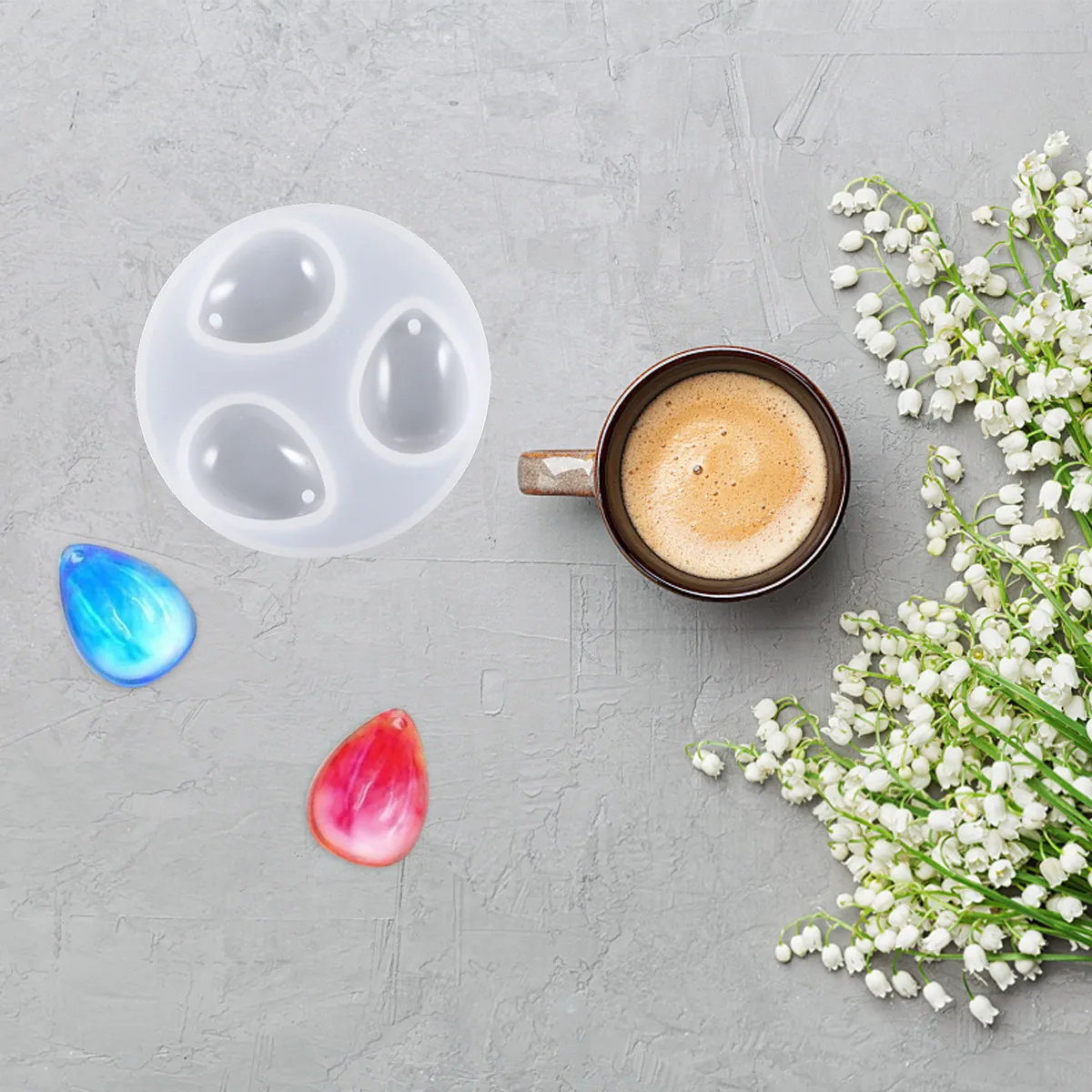 

4Pcs Silicone Crystal Resin Mold High Flexibility DIY Jewelry Pendant Casting Mould for Necklace Bracelet Phone Bag Decoration