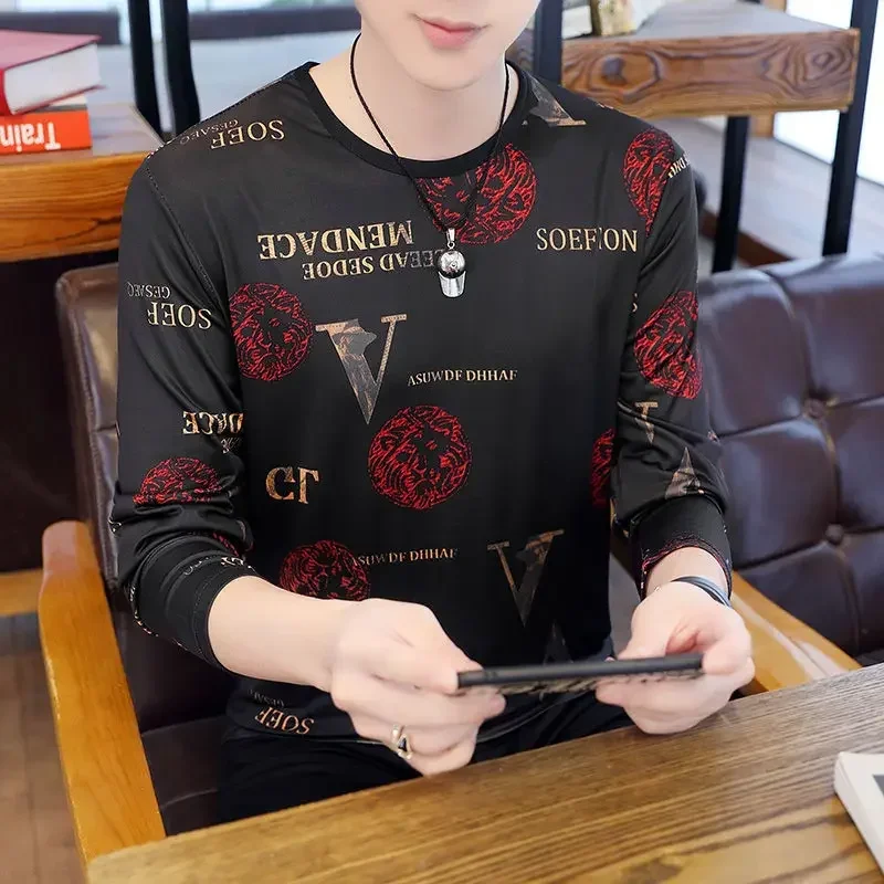 Baggy Slim Fit Male Pullover Long Sleeve Men's T-shirts Tight Sweatshirt Emo Designer Full Tops Quotes Harajuku Fashion Size New - view 3