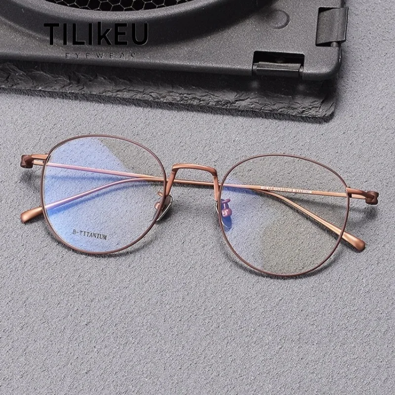 

Сверхлегкие очки для чтения из чистого титана с блокировкой синего света, женские очки для близорукости, оправа для пожилых людей, дизайнерские круглые очки в стиле ретро