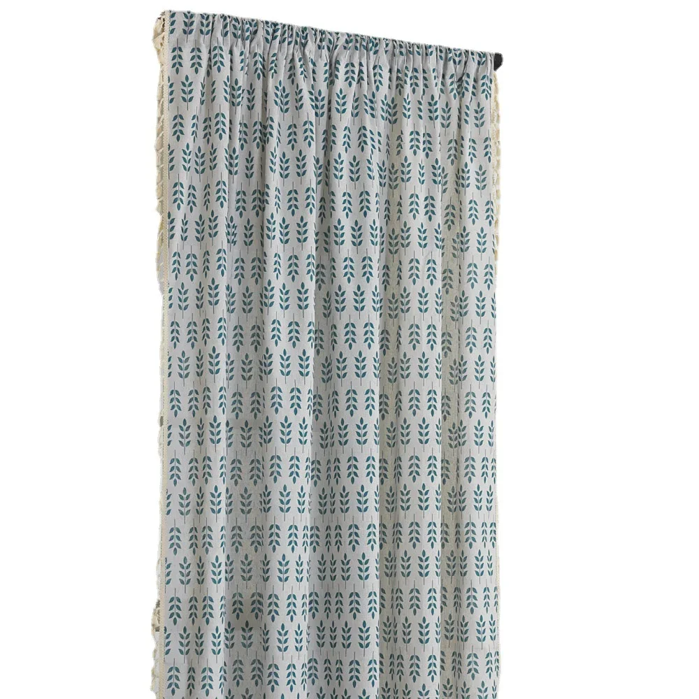 PP1021Green wheat ear printed semi-blackout kitchen curtain partition curtain semi-blackout factory direct supply