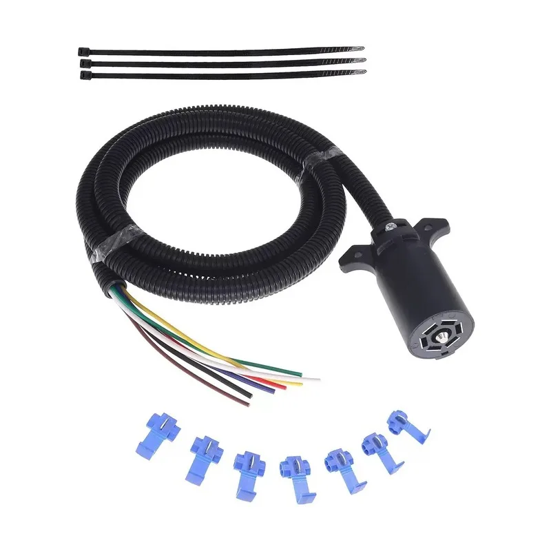 American Style 7 Pin RV Trailer Plug Wiring Harness Rear Light Signal Wire Connection Cable Special Connector Kit