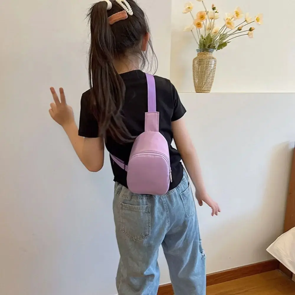 Cute Solid Color Children's Chest Bag Nylon Casual Crossbody Shoulder Bag Waist Storage Pouch Travel