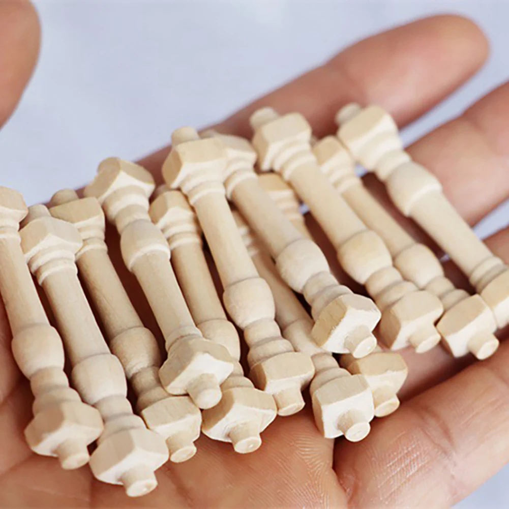 24 قطعة لتقوم بها بنفسك المغزل الدرابزين دمية خشبية مصغرة 1/12 مقياس درابزين الدرج الديكور-Y44A