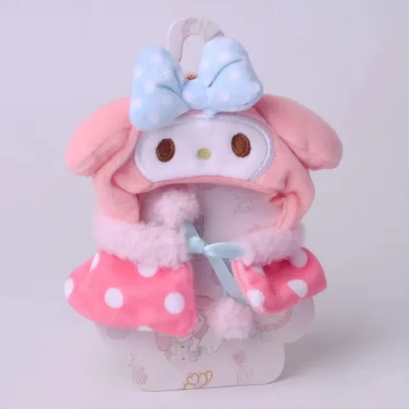 Sanrio Plush My Melody Kuromi Hello Kitty Cinnamoroll Pochacco Cartoon Doll Cape Clothes Pendant Keychain Girls Gift