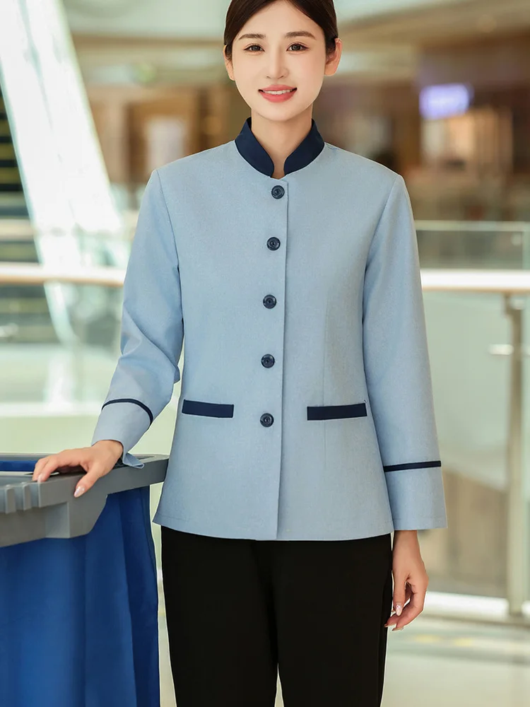

Hotel PA Cleaning Clothing Long Sleeve Community Property Cleaner Work Uniform 2025 Autumn Winter Hotel Room Attendant Workwear