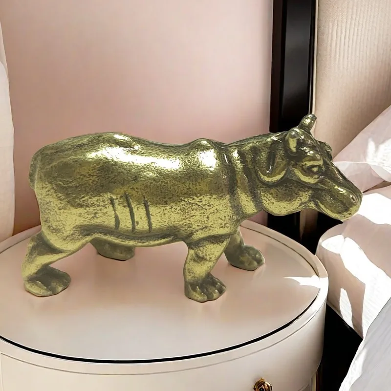 

Rich and Creative Solid Hippopotamus Vintage Copper Art Tea Ceremony Home Animal Small Ornament Copperware Miscellaneous