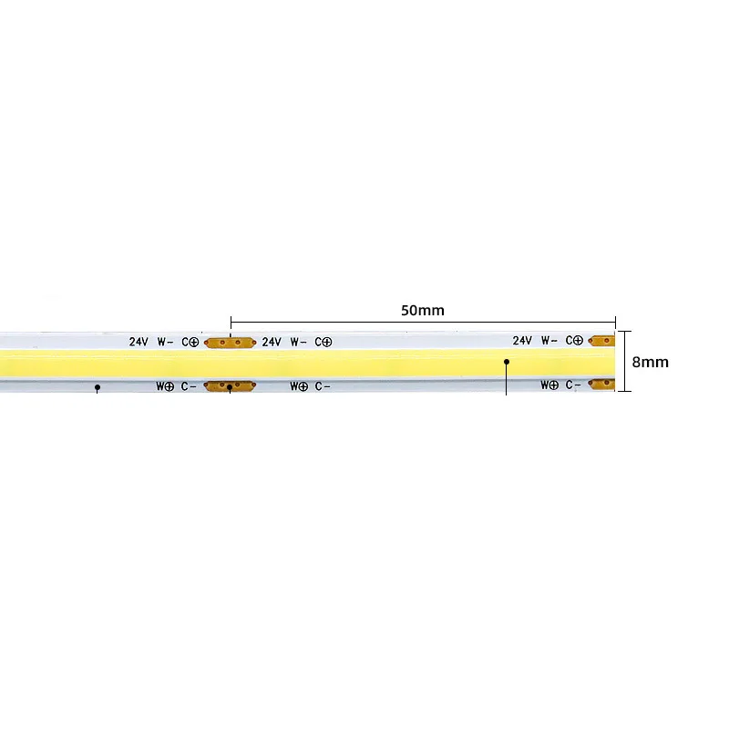 5m 12V 24V Narrow Slim 5mm 8mm LED Cob CCT Strip Warm White +White 2 Wires 3000k 4000k 6000k Double Color Linear Cabinet Light