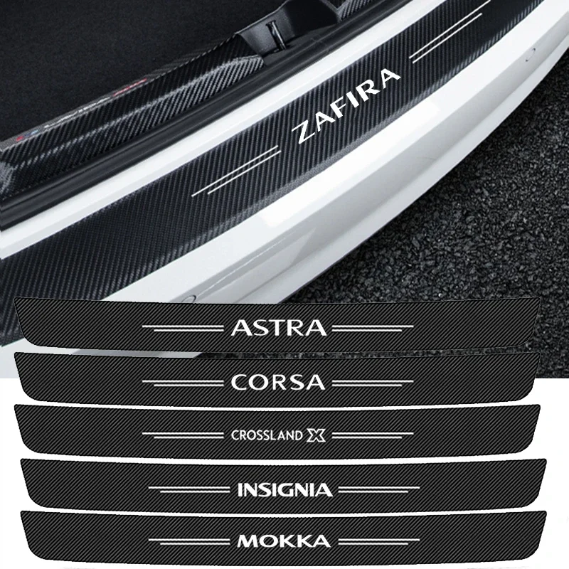 Carbon Fiber Car Trunk Door Threshold Sticker Decals for Opel OPC Astra Insignia Corsa Mokka Vectra Crossland X Grandland Meriva