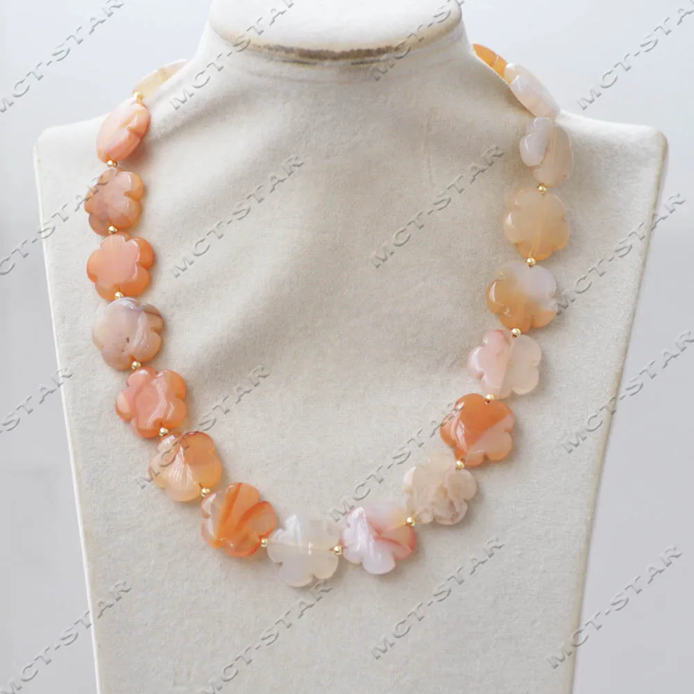 

Z13857 Set 17" 20mm Red Flower Agate Necklace Bracelet Earring Custom Jewelry