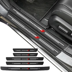 Car Door Sill Protector Carbon Fiber Threshold Decals Rear Bumper Stickers For Dodge Challenger Caliber Journey Ram 1500